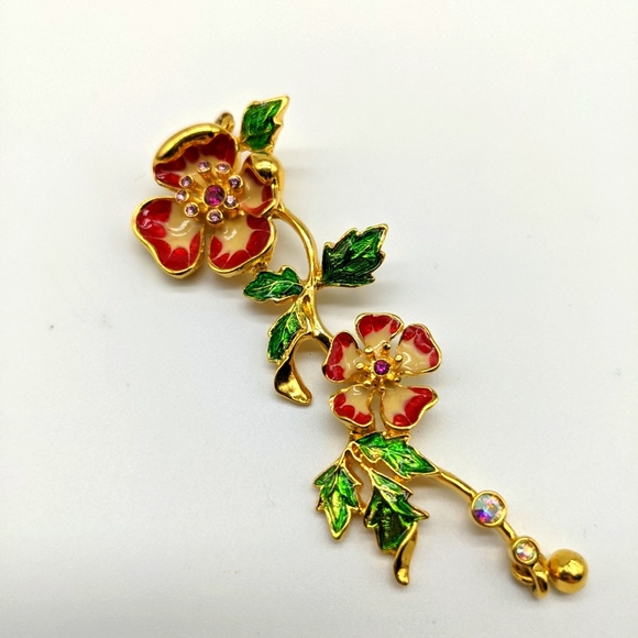 Pretty Articulated Enamel Flower Pendant - Picture 1 of 5